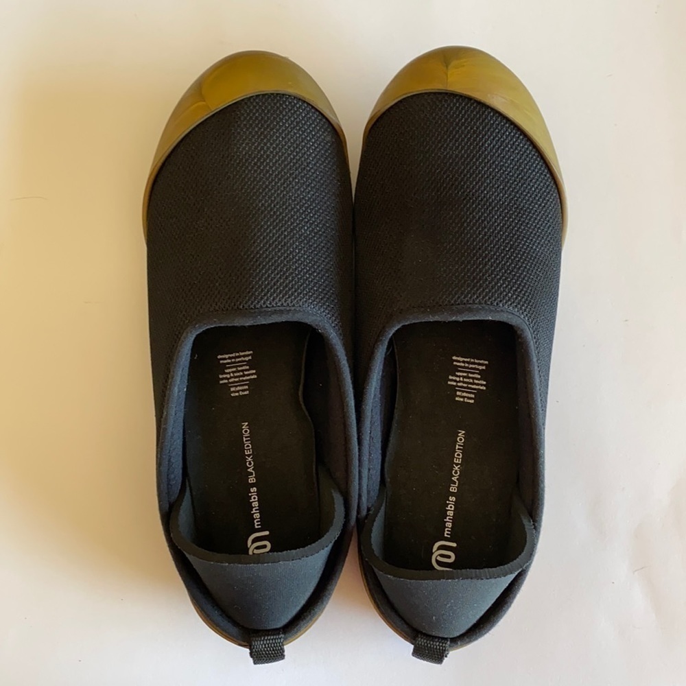 Mahabis black gold slip on slippers euro 42
